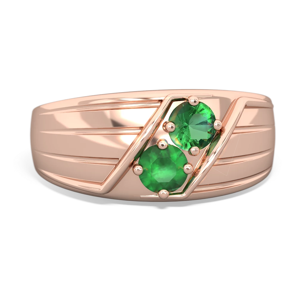 Lab Emerald Men's Streamline 14K Rose Gold ring R0460