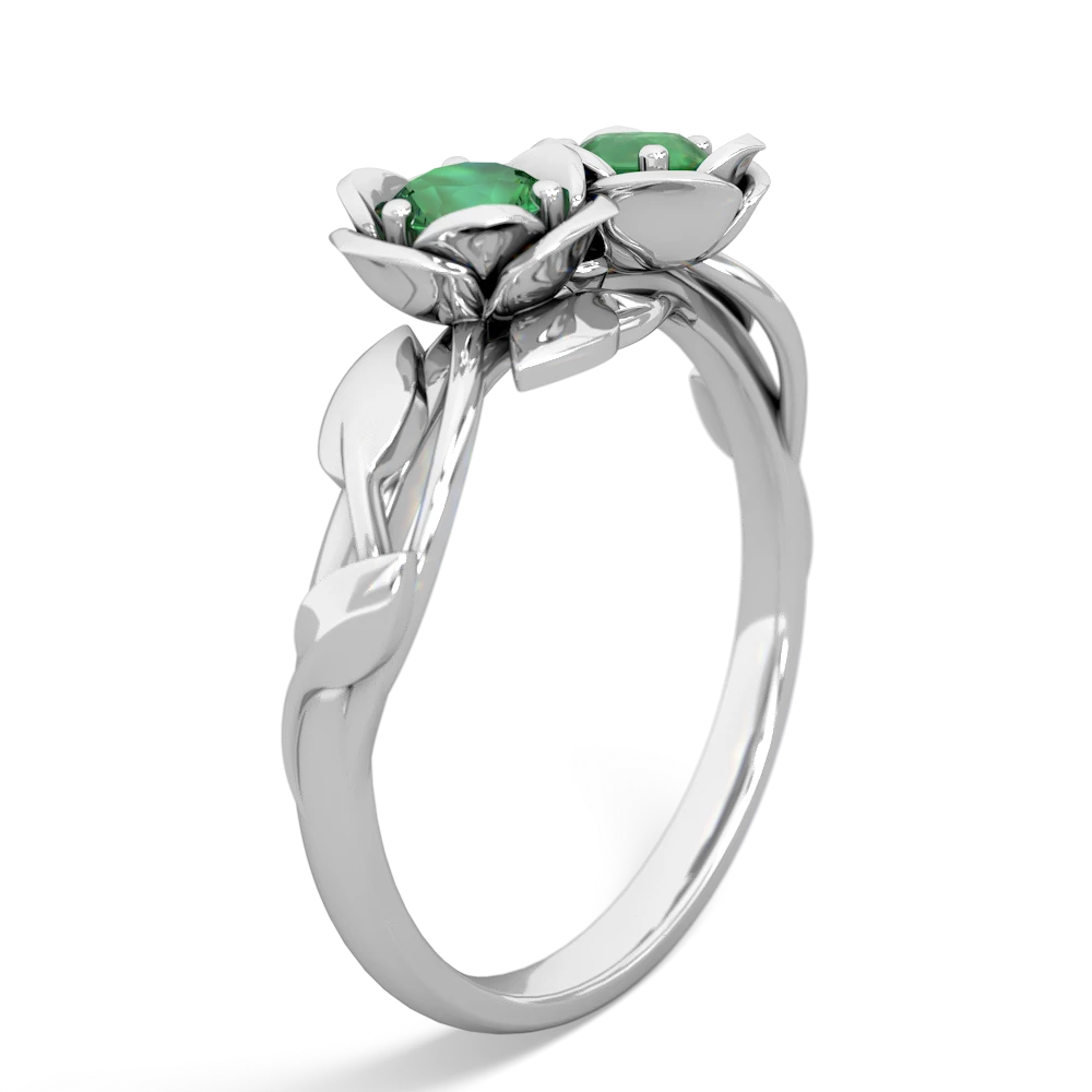 Lab Emerald Rose Garden 14K White Gold ring R5510