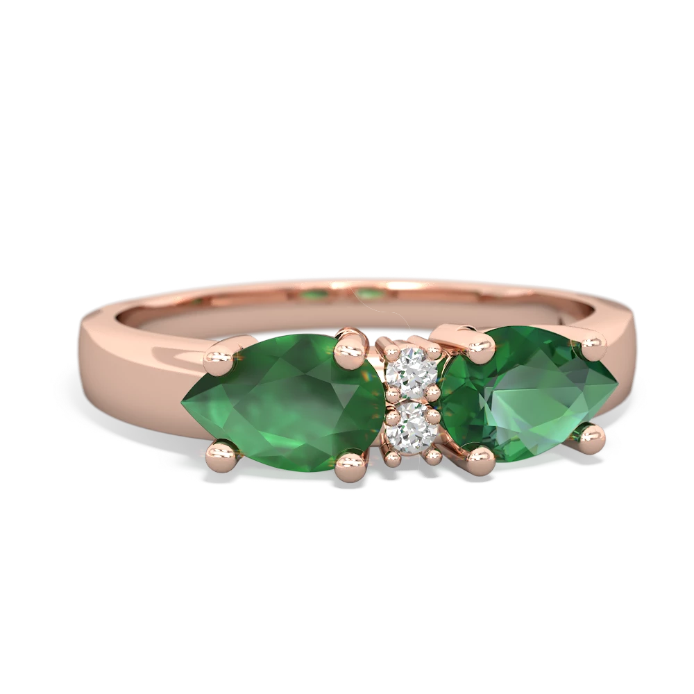 Lab Emerald Pear Bowtie 14K Rose Gold ring R0865