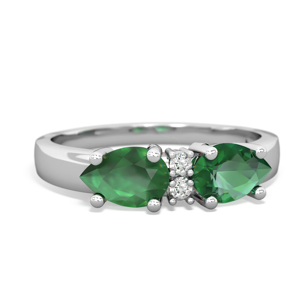 Lab Emerald Pear Bowtie 14K White Gold ring R0865