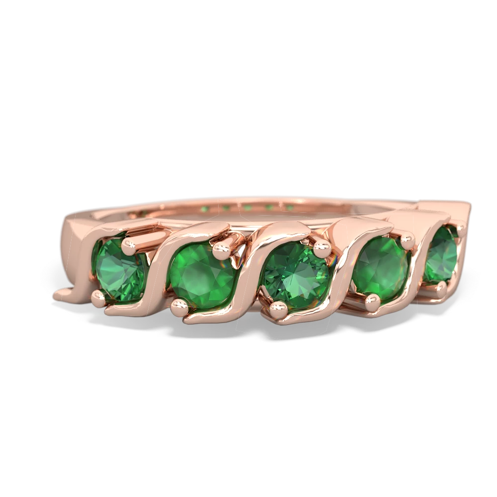 Lab Emerald Anniversary Band 14K Rose Gold ring R2089