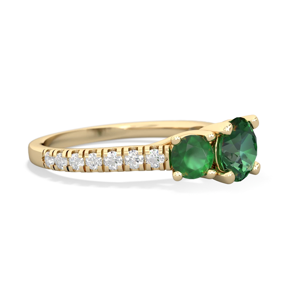 Lab Emerald Pave Trellis 14K Yellow Gold ring R5500