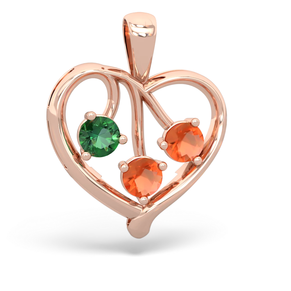 Lab Emerald Glowing Heart 14K Rose Gold pendant P2233