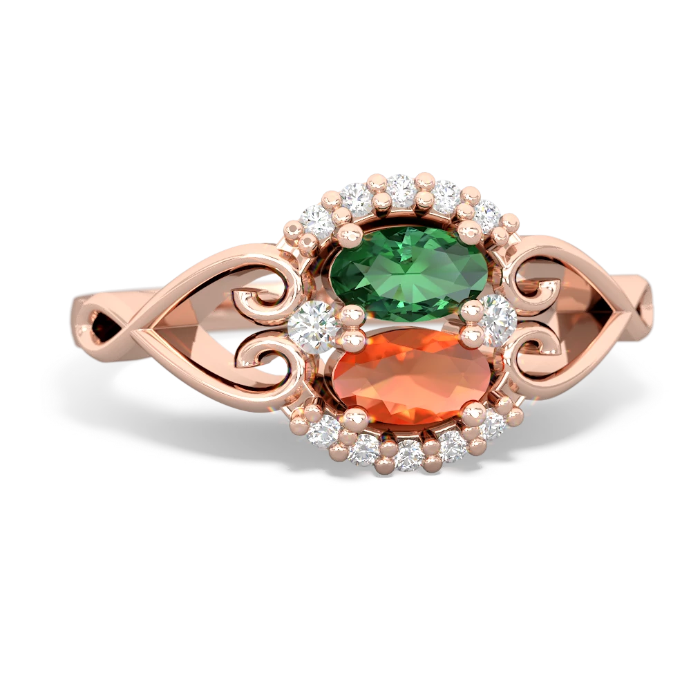 Lab Emerald Love Nest 14K Rose Gold ring R5860