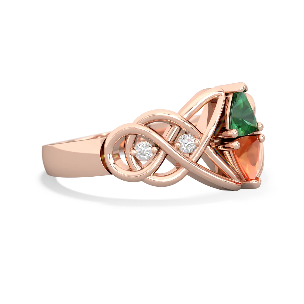 Lab Emerald Keepsake Celtic Knot 14K Rose Gold ring R5300