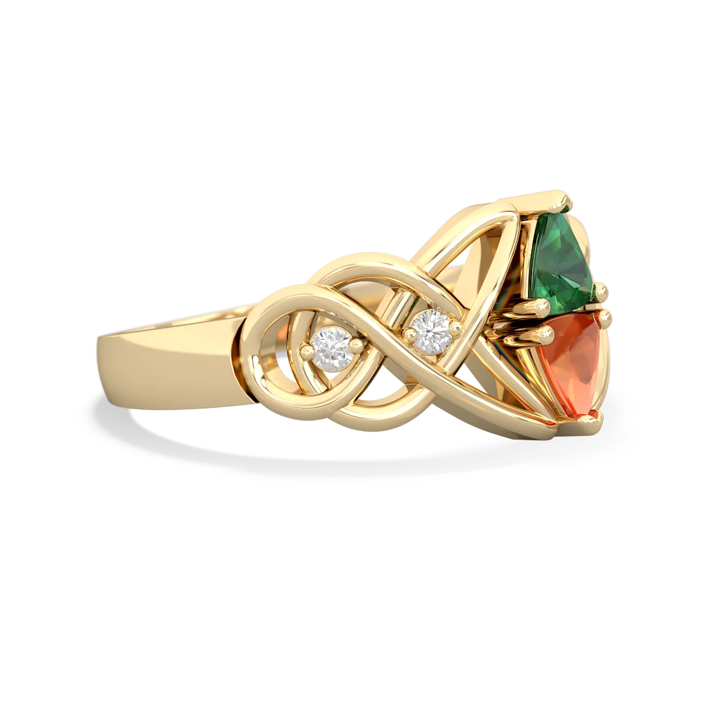 Lab Emerald Keepsake Celtic Knot 14K Yellow Gold ring R5300