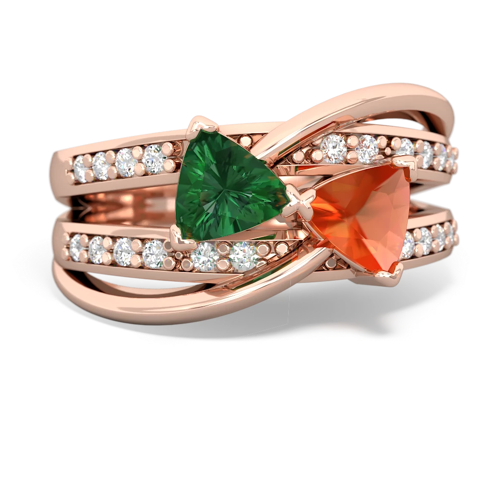 Lab Emerald Bowtie 14K Rose Gold ring R2360