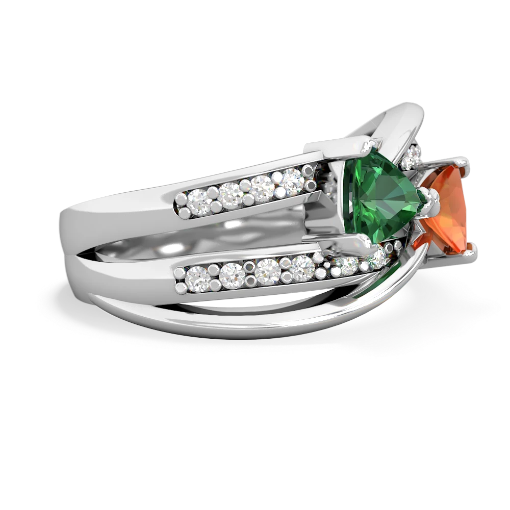 Lab Emerald Bowtie 14K White Gold ring R2360