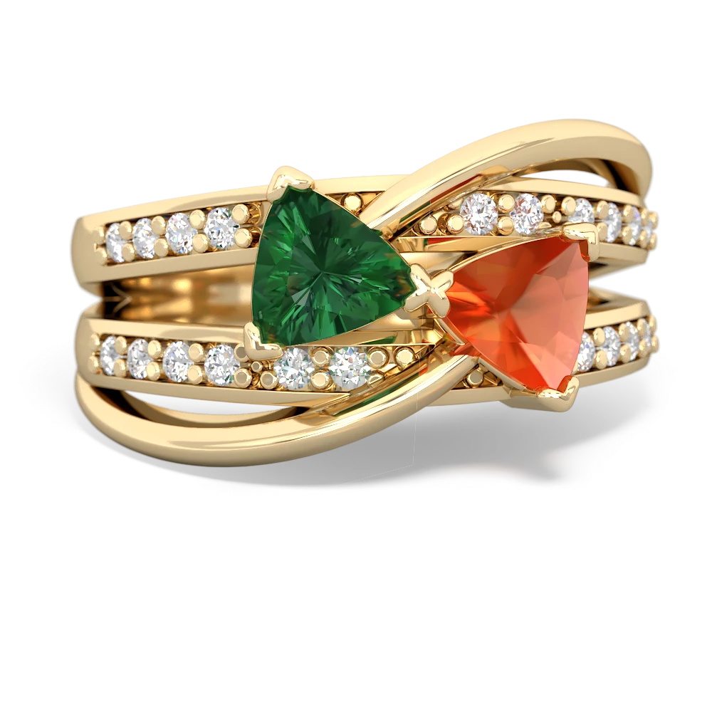 Lab Emerald Bowtie 14K Yellow Gold ring R2360