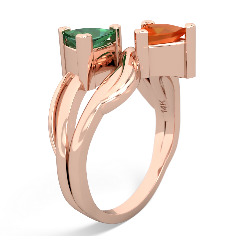 Lab Emerald Split Band Swirl 14K Rose Gold ring R2341