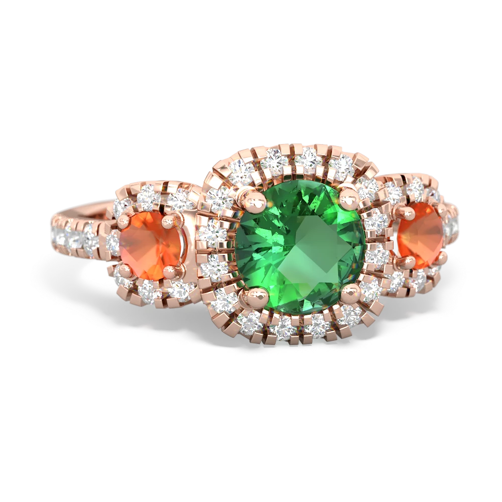 Lab Emerald Regal Halo 14K Rose Gold ring R5350