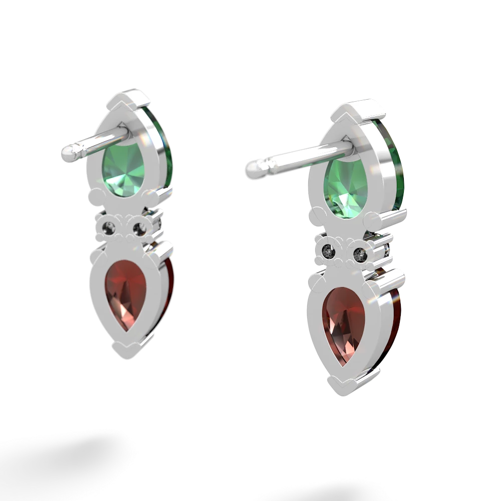 Lab Emerald Bowtie Drop 14K White Gold earrings E0865