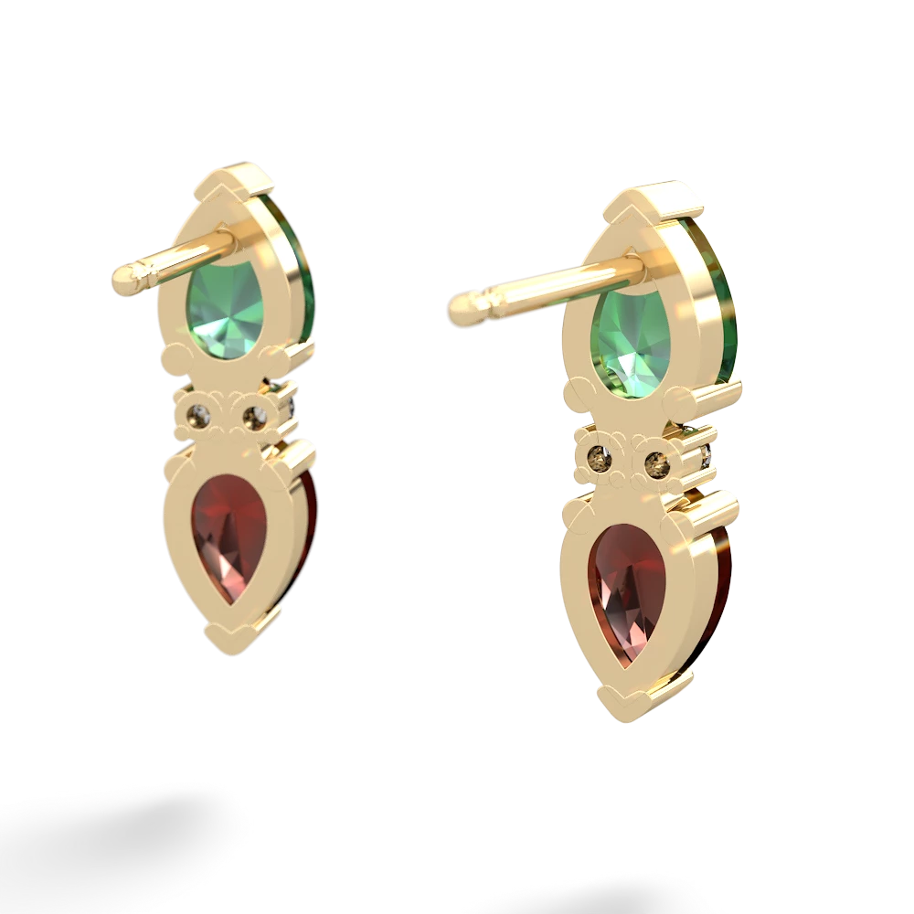 Lab Emerald Bowtie Drop 14K Yellow Gold earrings E0865