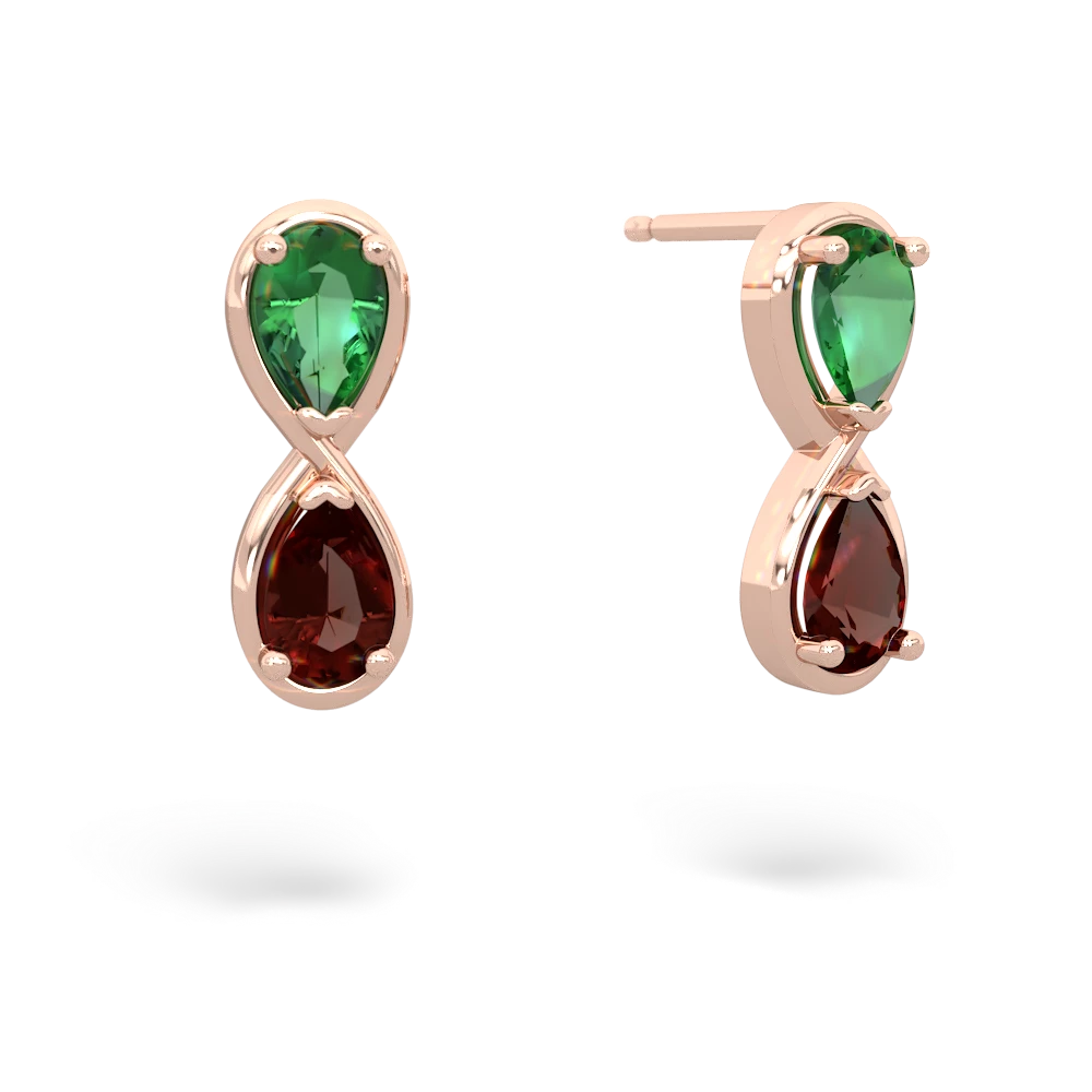 Lab Emerald Infinity 14K Rose Gold earrings E5050