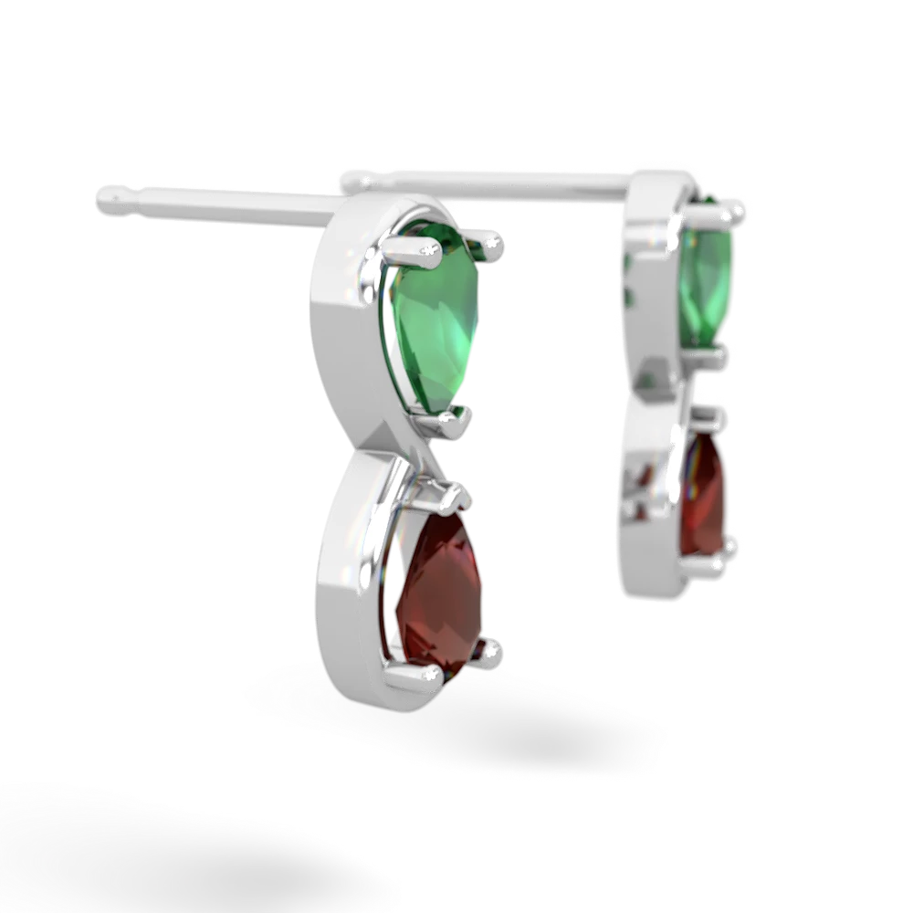 Lab Emerald Infinity 14K White Gold earrings E5050