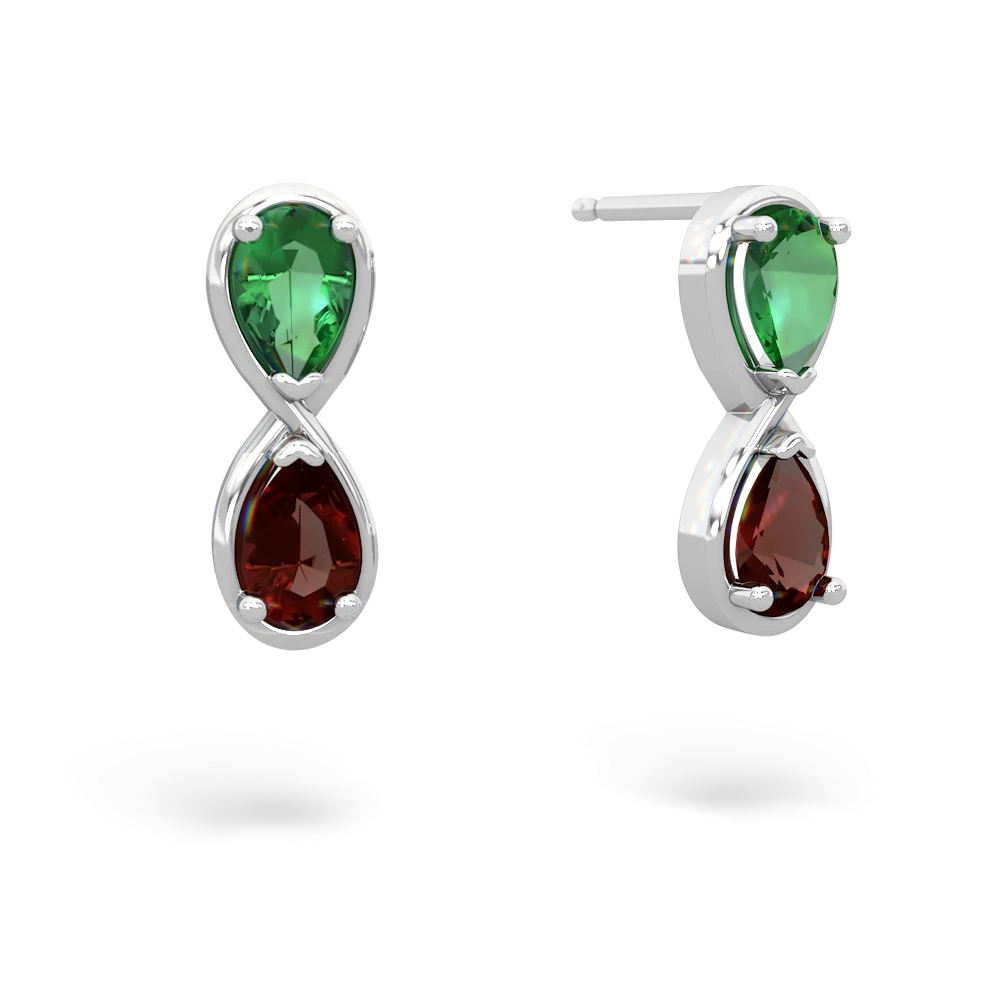 Lab Emerald Infinity 14K White Gold earrings E5050