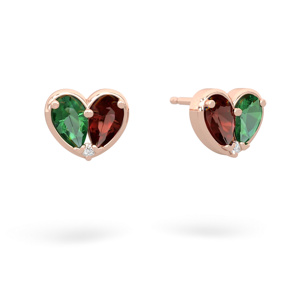 Lab Emerald 'Our Heart' 14K Rose Gold earrings E5072