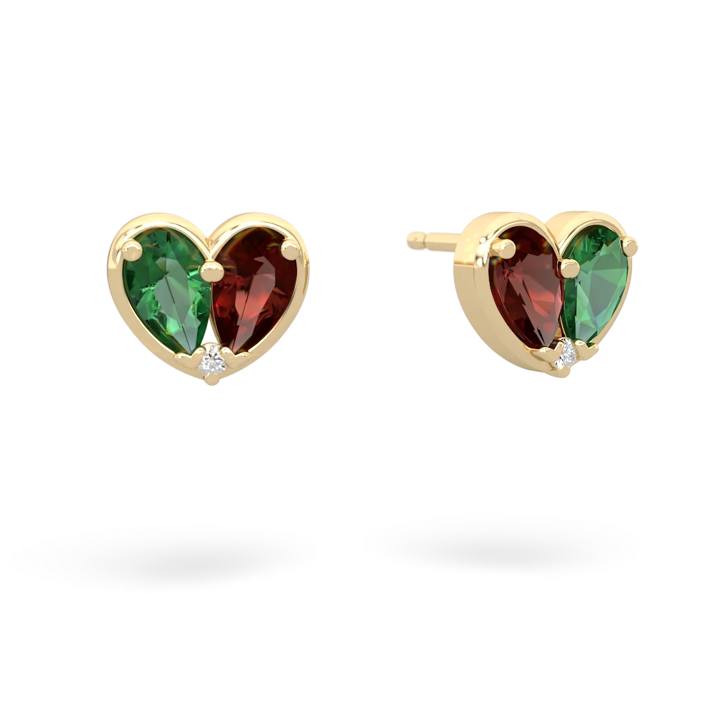 Lab Emerald 'Our Heart' 14K Yellow Gold earrings E5072
