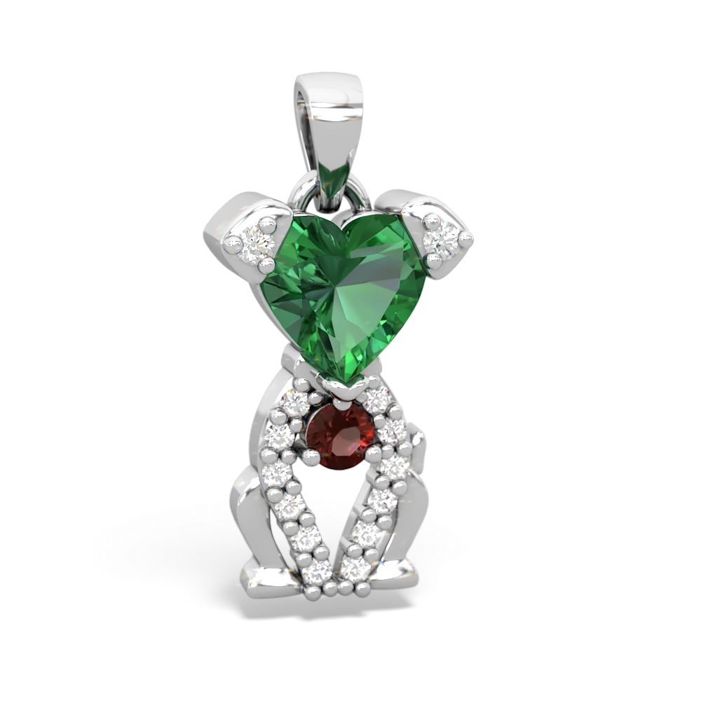 Lab Emerald Puppy Love 14K White Gold pendant P5800