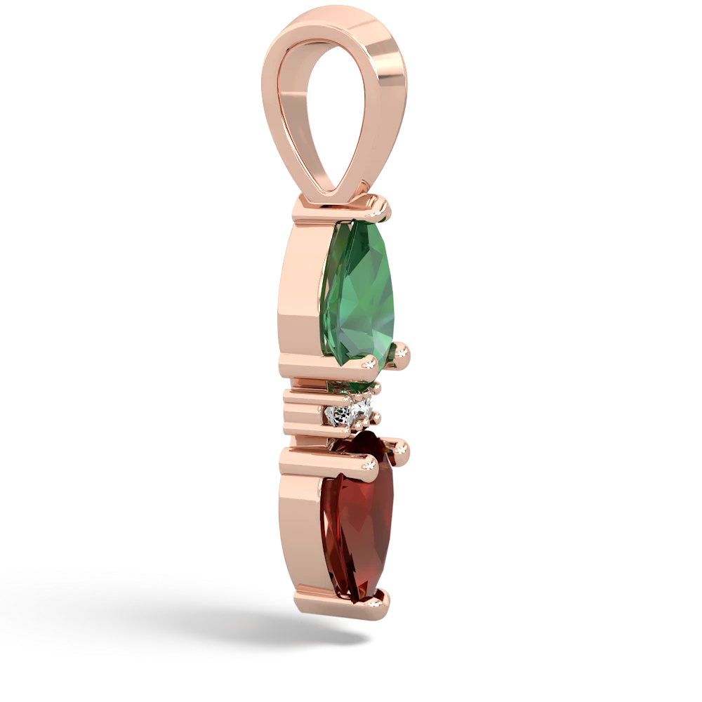 Lab Emerald Bowtie Drop 14K Rose Gold pendant P0865