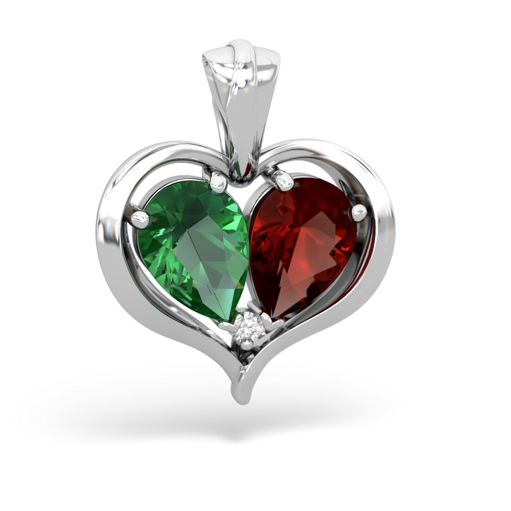 Lab Emerald Two Become One 14K White Gold pendant P5330