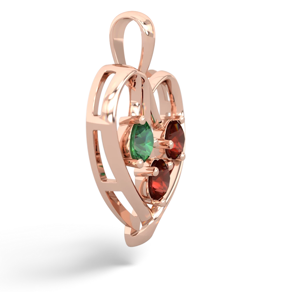 Lab Emerald Glowing Heart 14K Rose Gold pendant P2233