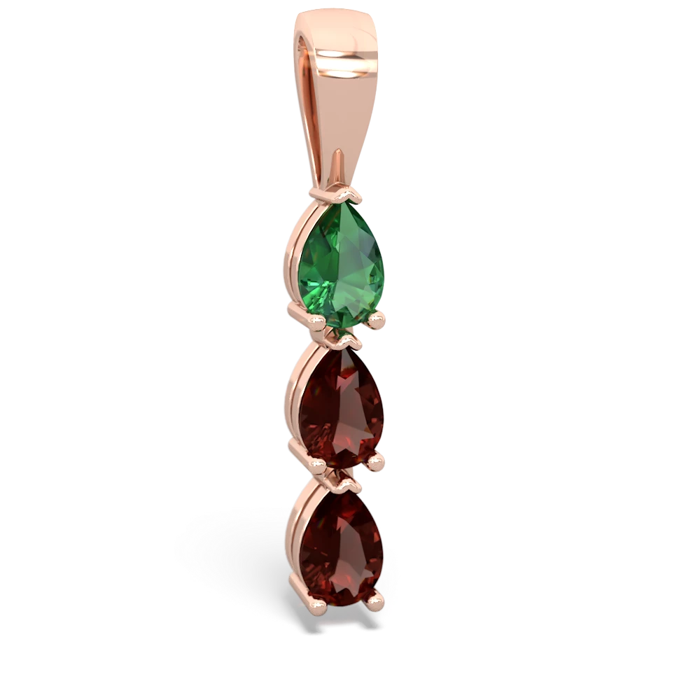 Lab Emerald Dew Drops 14K Rose Gold pendant P2251