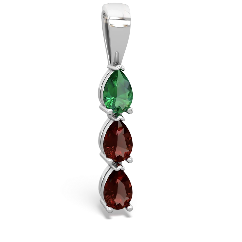 Lab Emerald Dew Drops 14K White Gold pendant P2251