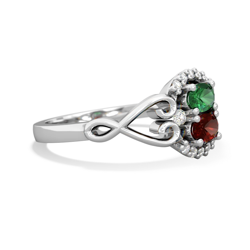 Lab Emerald Love Nest 14K White Gold ring R5860