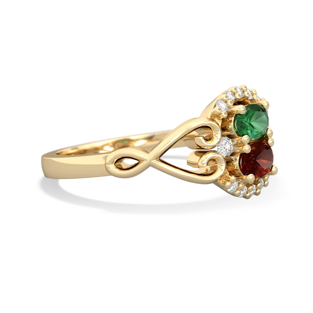 Lab Emerald Love Nest 14K Yellow Gold ring R5860