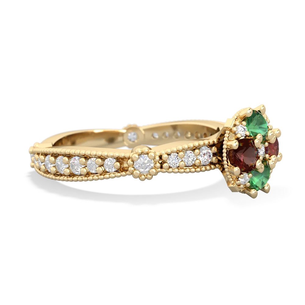 Lab Emerald Sparkling Tiara Cluster 14K Yellow Gold ring R26293RD