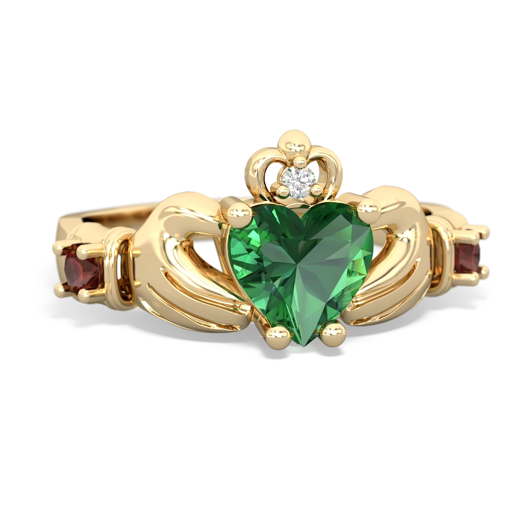 Lab Emerald Claddagh Keepsake 14K Yellow Gold ring R5245