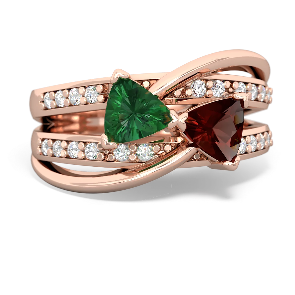 Lab Emerald Bowtie 14K Rose Gold ring R2360