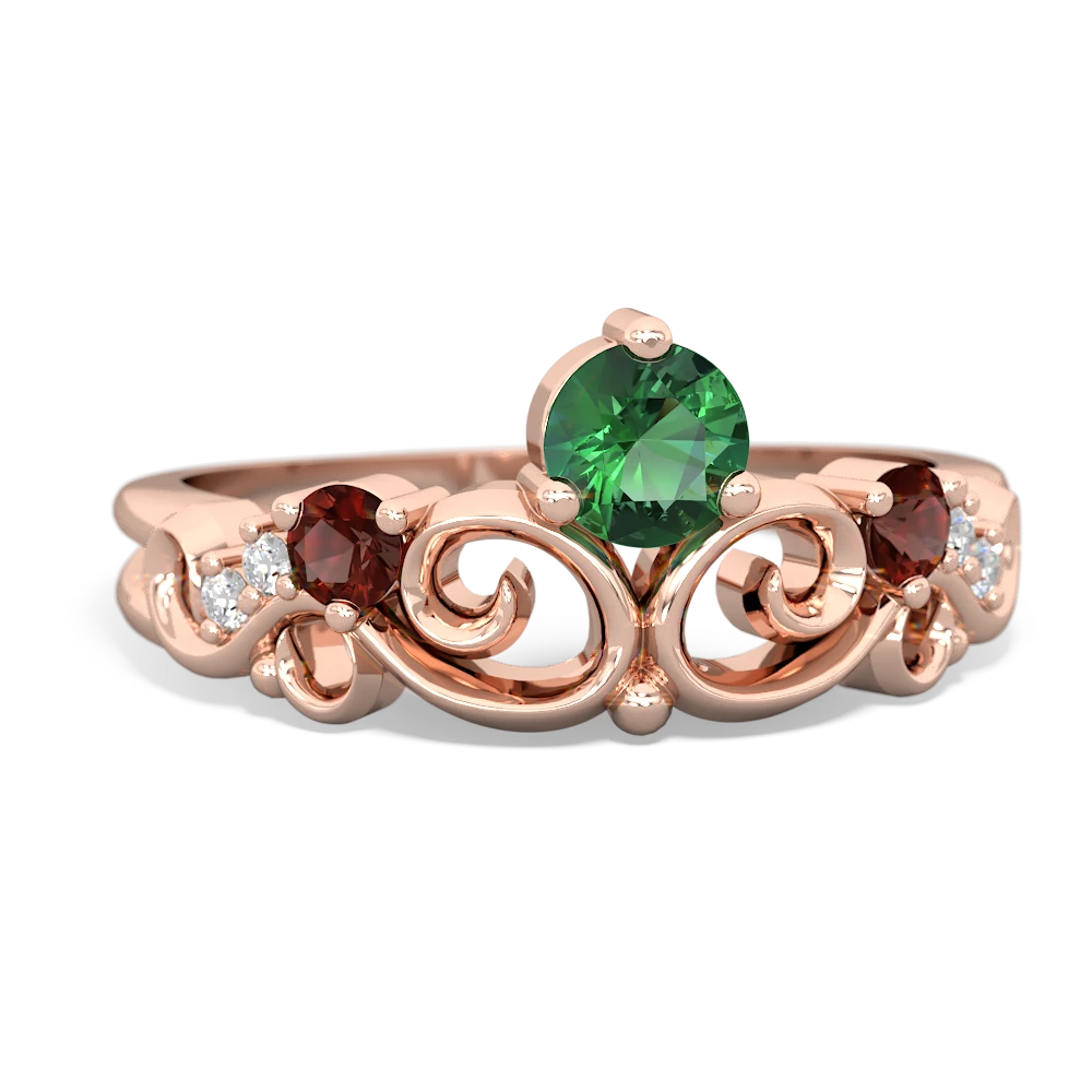Lab Emerald Crown Keepsake 14K Rose Gold ring R5740