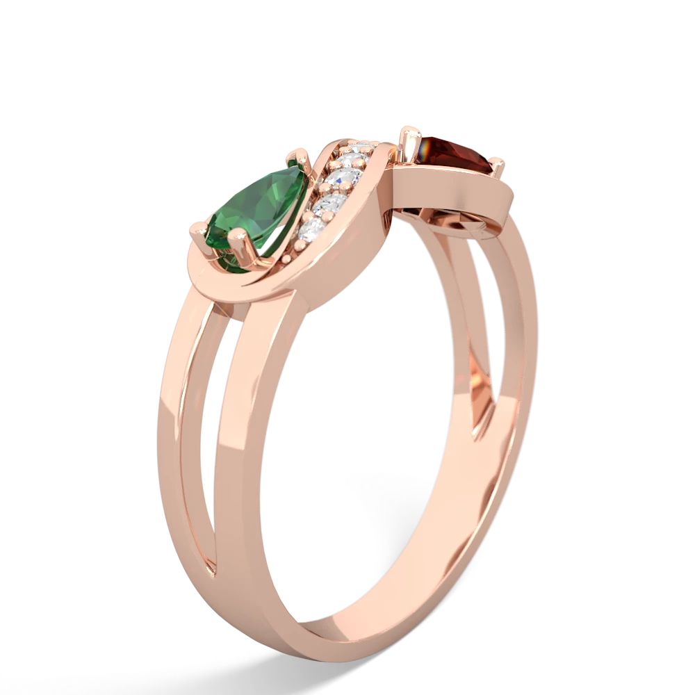 Lab Emerald Diamond Infinity 14K Rose Gold ring R5390