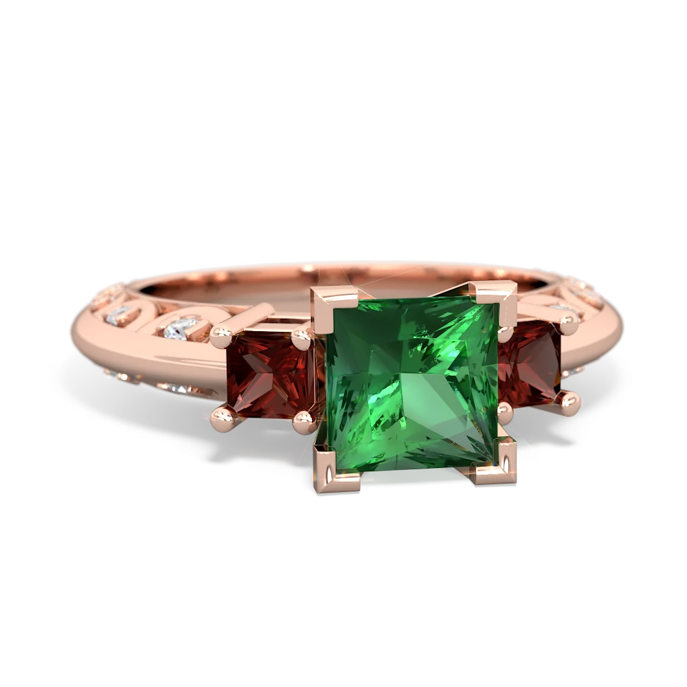 Lab Emerald Eternal Embrace Engagement 14K Rose Gold ring C2001