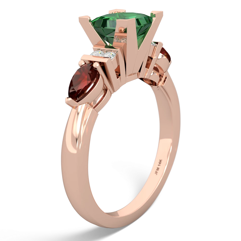Lab Emerald 6Mm Princess Eternal Embrace Engagement 14K Rose Gold ring C2002