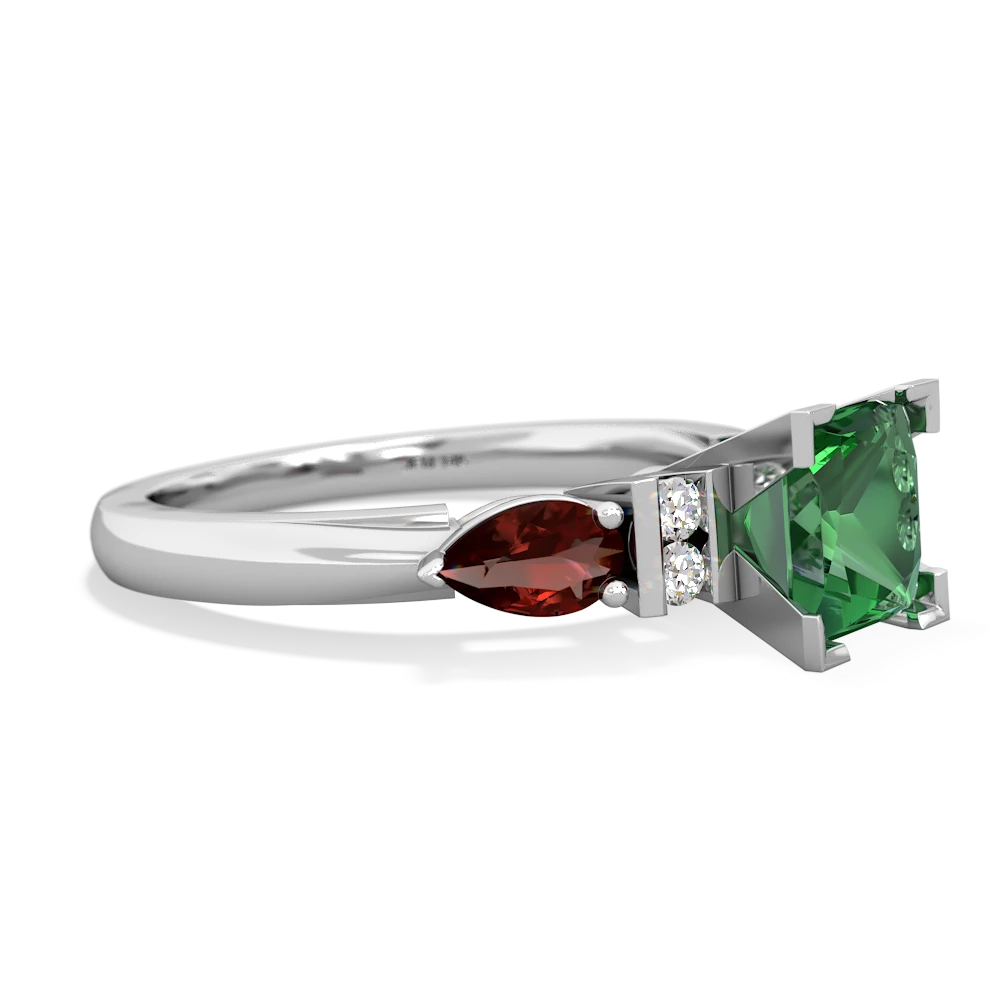 Lab Emerald 6Mm Princess Eternal Embrace Engagement 14K White Gold ring C2002