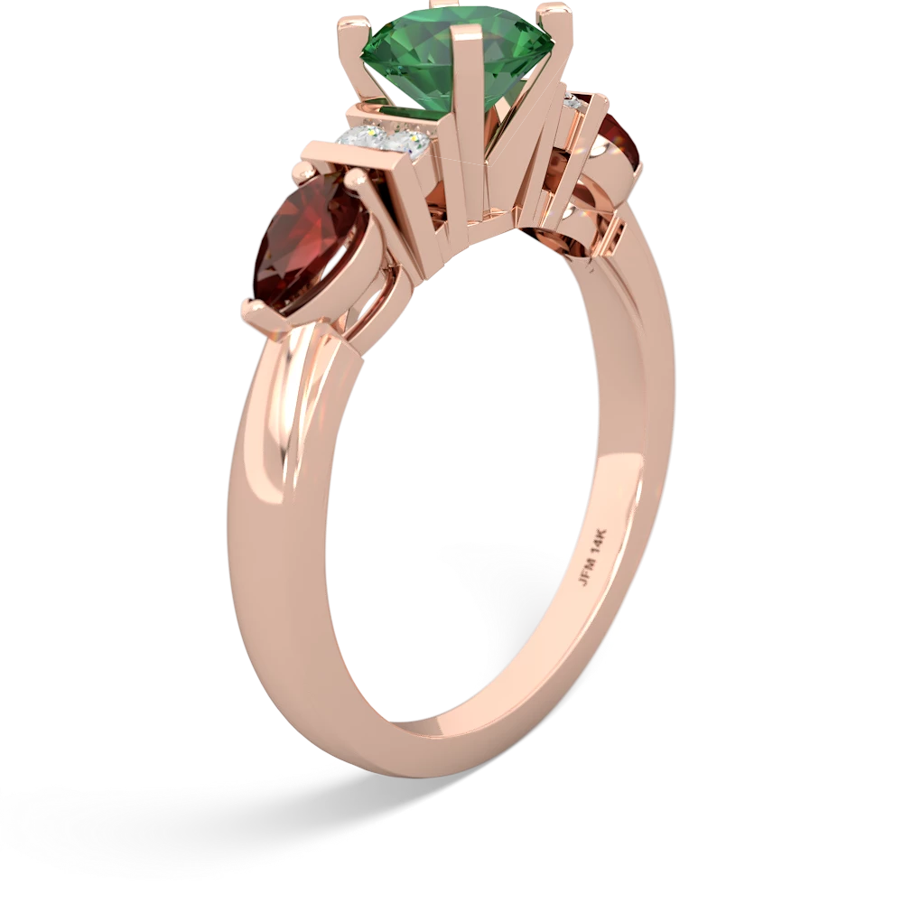 Lab Emerald 6Mm Round Eternal Embrace Engagement 14K Rose Gold ring R2005