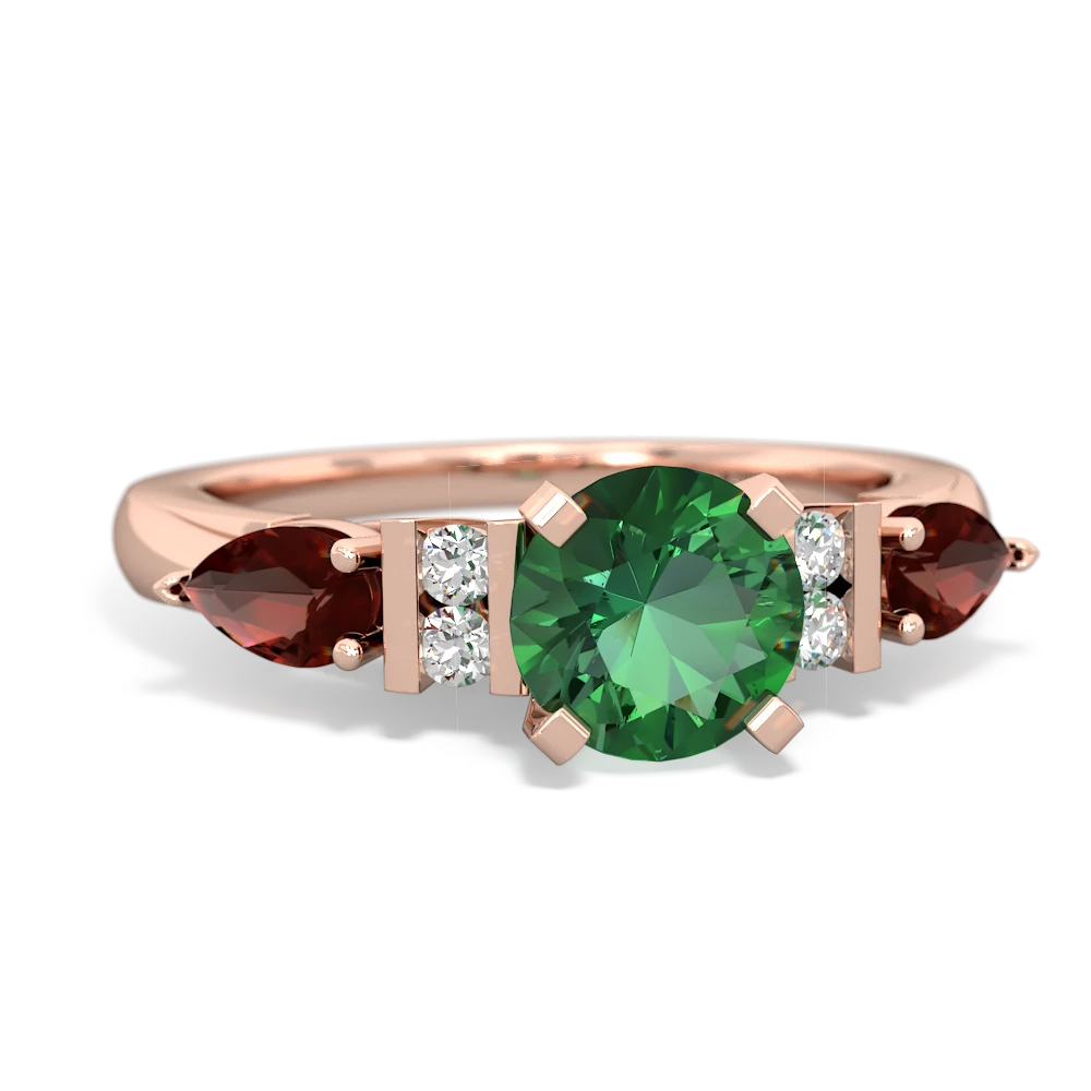 Lab Emerald 6Mm Round Eternal Embrace Engagement 14K Rose Gold ring R2005