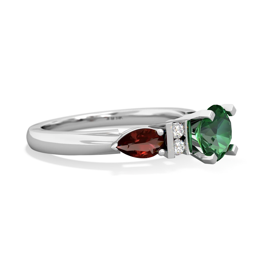 Lab Emerald 6Mm Round Eternal Embrace Engagement 14K White Gold ring R2005