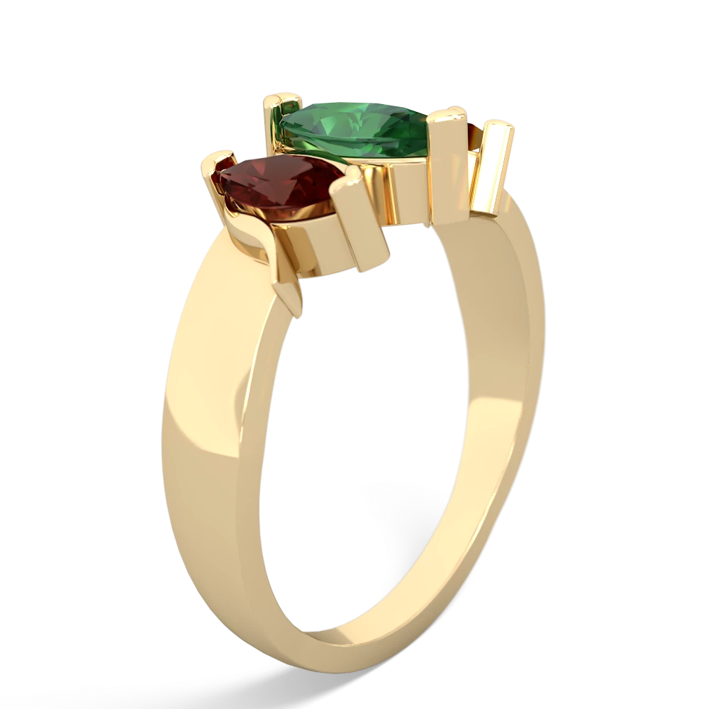 Lab Emerald Three Peeks 14K Yellow Gold ring R2433