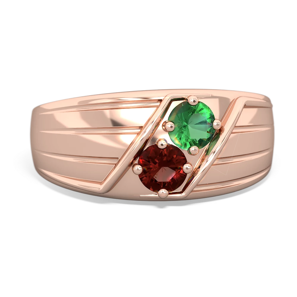 Lab Emerald Men's Streamline 14K Rose Gold ring R0460