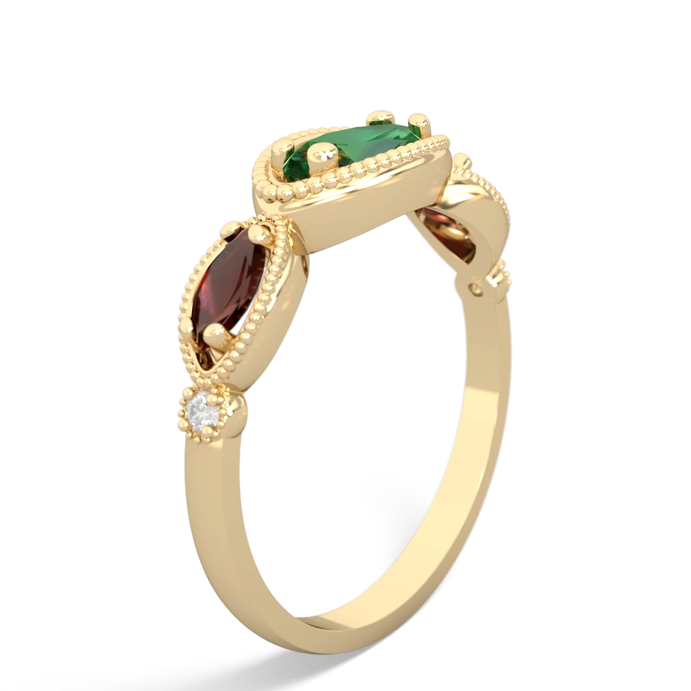 Lab Emerald Milgrain Marquise 14K Yellow Gold ring R5700