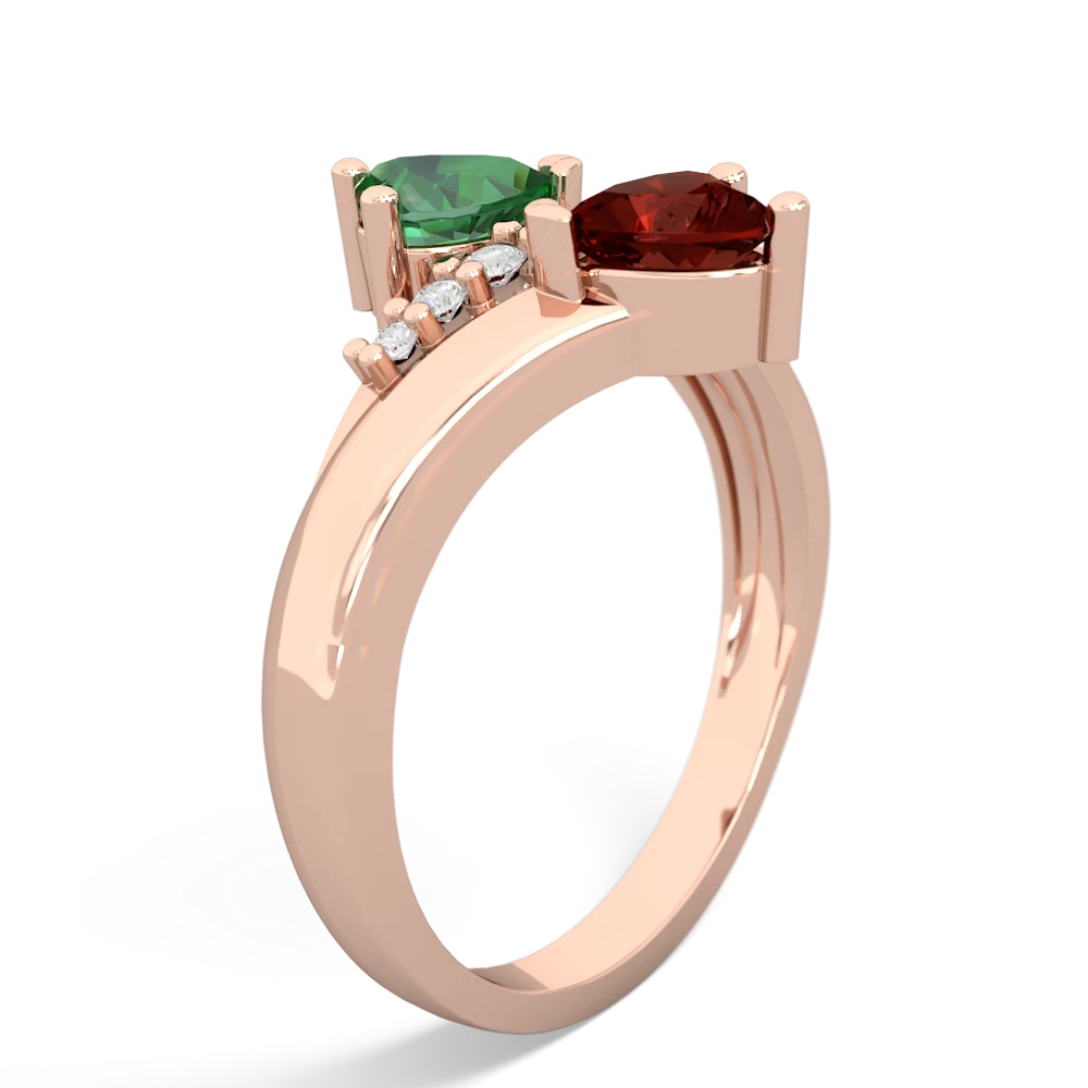 Lab Emerald Heart To Heart 14K Rose Gold ring R2064