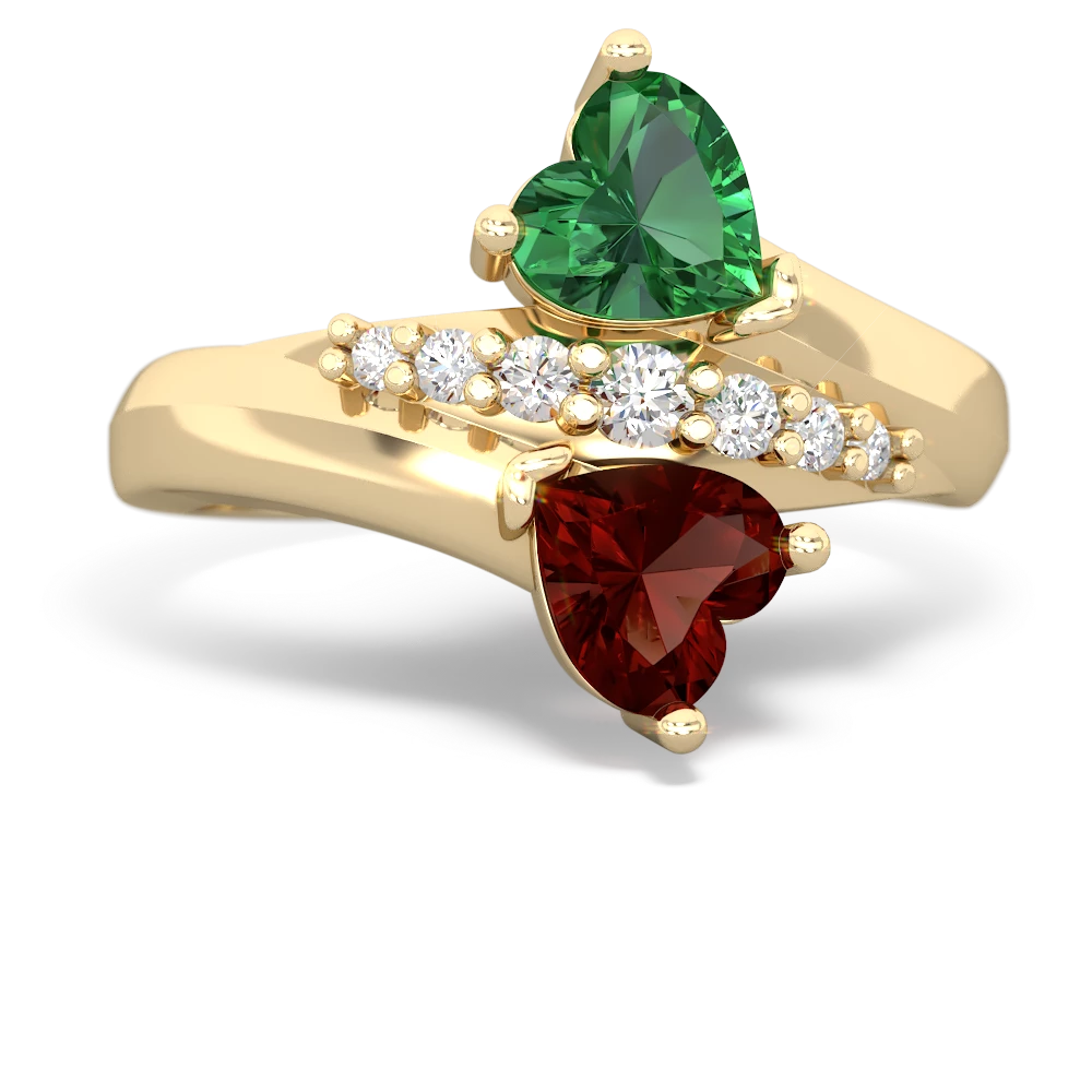 Lab Emerald Heart To Heart 14K Yellow Gold ring R2064