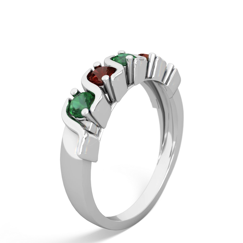 Lab Emerald Anniversary Band 14K White Gold ring R2089