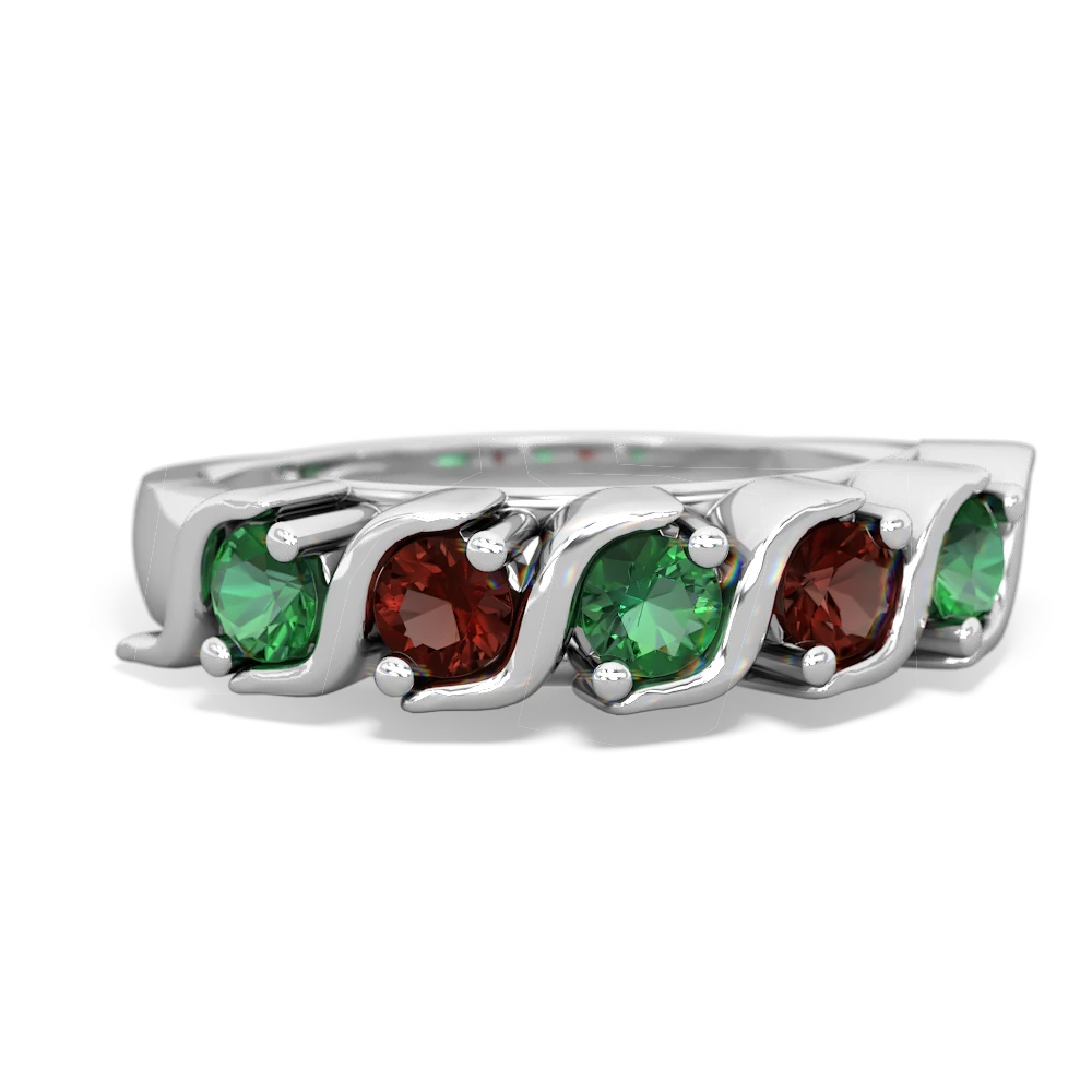 Lab Emerald Anniversary Band 14K White Gold ring R2089