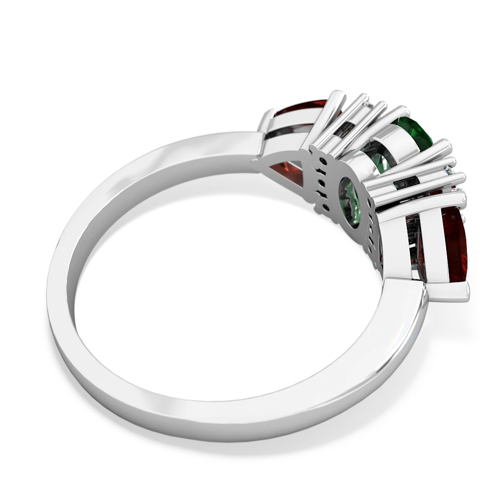 Lab Emerald Antique Style Three Stone 14K White Gold ring R2186