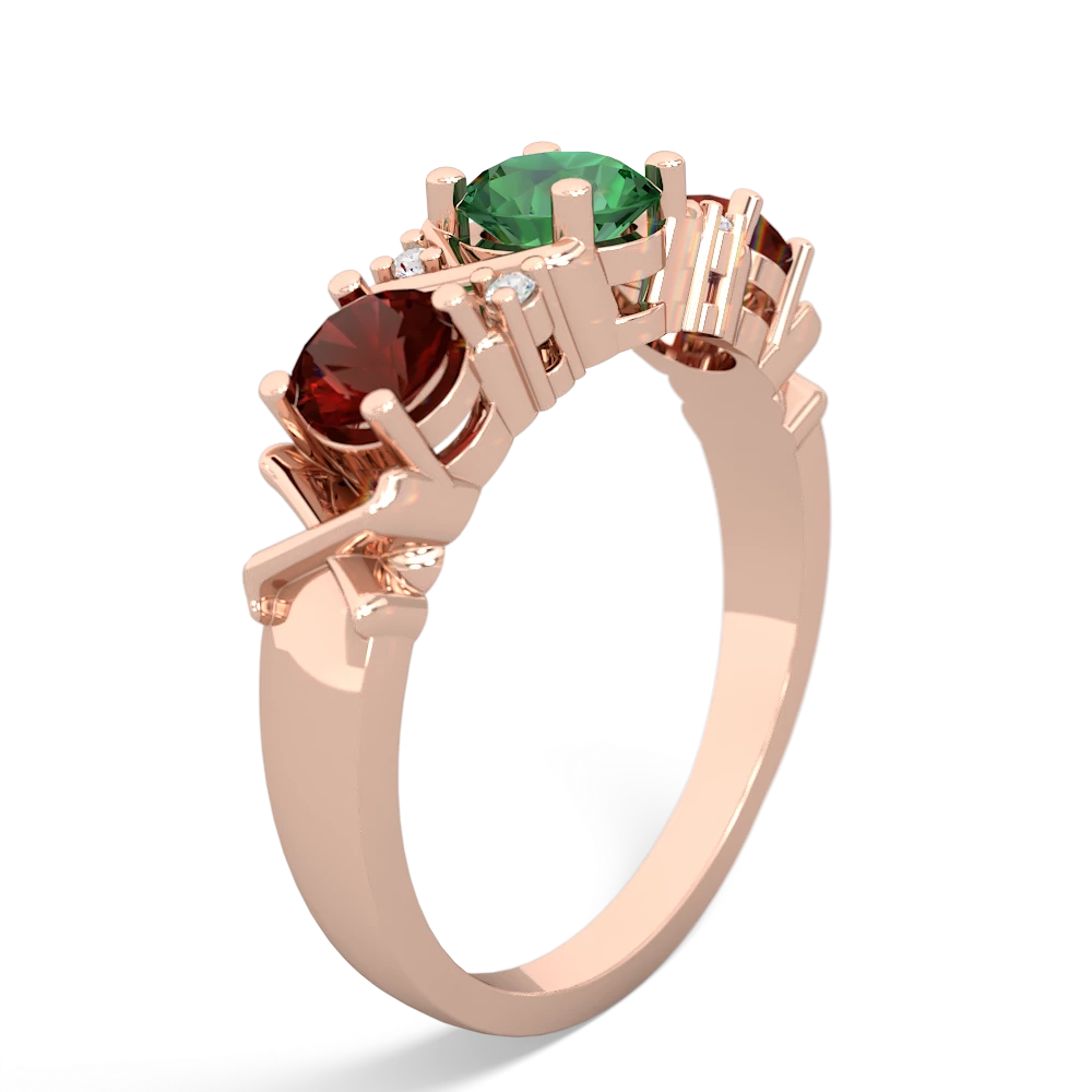 Lab Emerald Hugs And Kisses 14K Rose Gold ring R5016